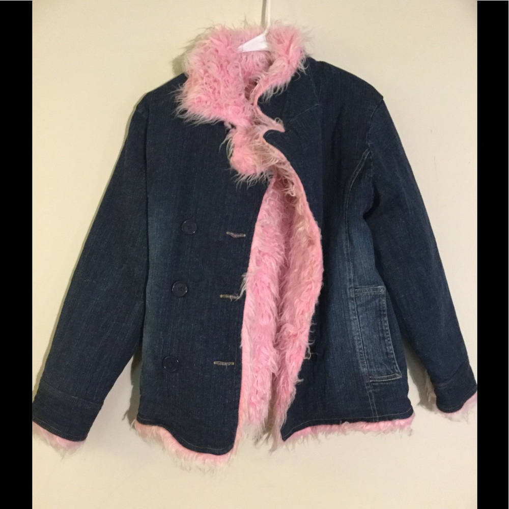 Children’s Place Blue Jean fur Coat (Girl) XL 14